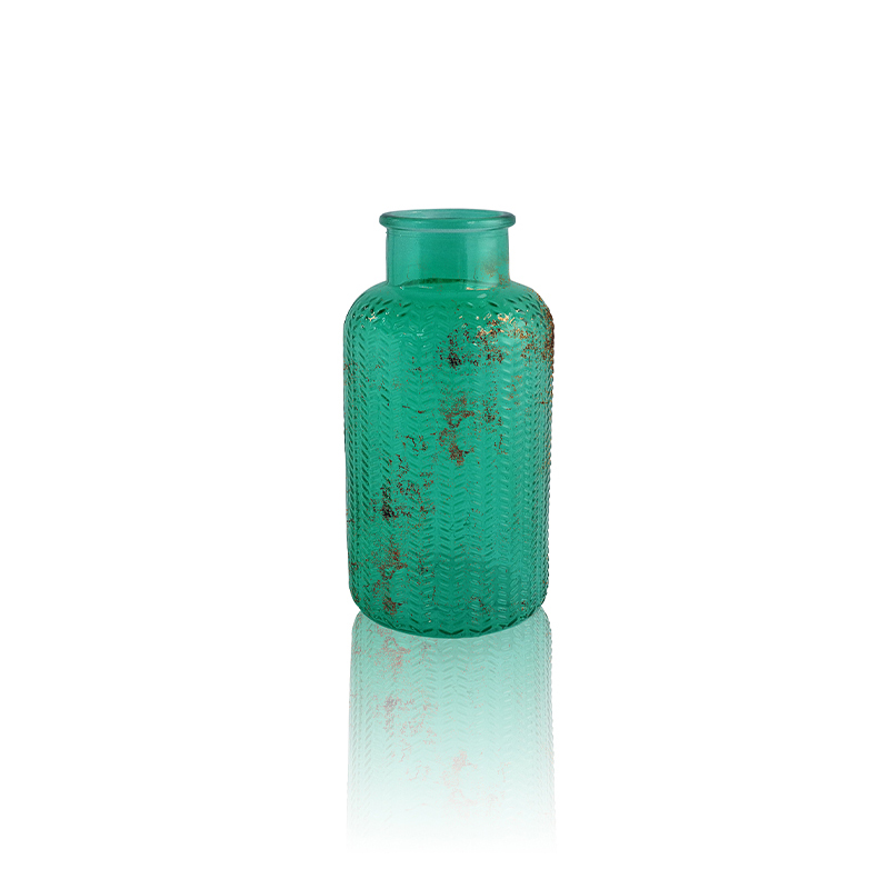 Embossed Aged Glass Vase YD-OBS-136