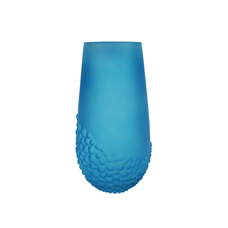 Segmented Relief Frosted Glass Vase YD-OBS-148