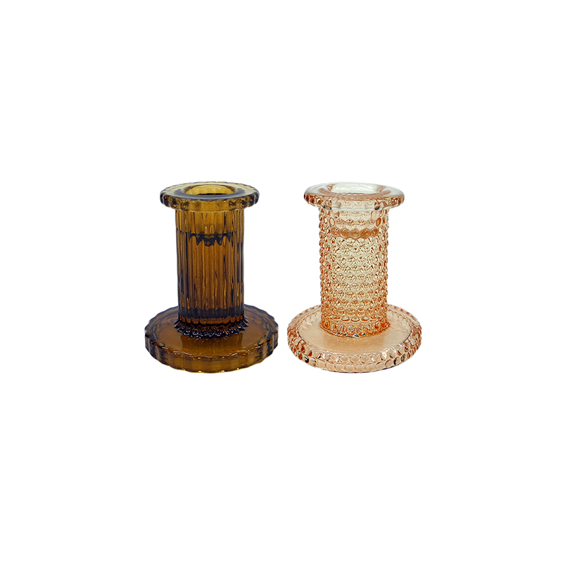 Segmented Embossed Glass Candle Holder YD-HDWC-184