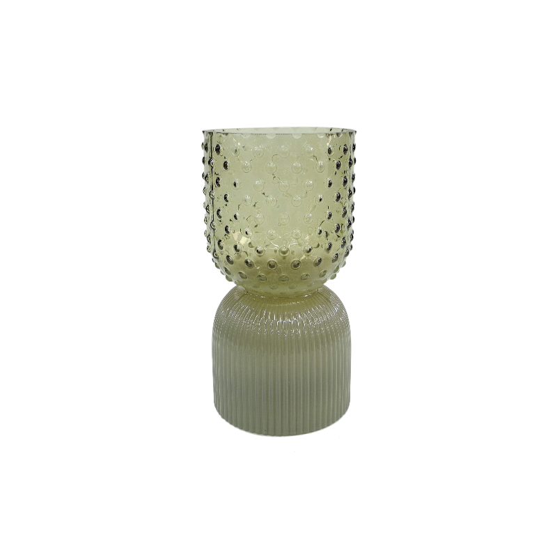Wave Dot Segment Embossed Spray Colored Glass Vase YD-ND-438