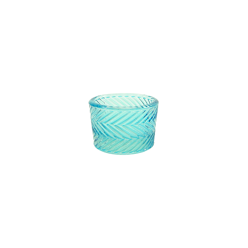 Embossed Spray Colored Glass Small Candle Holder YD-ND-397