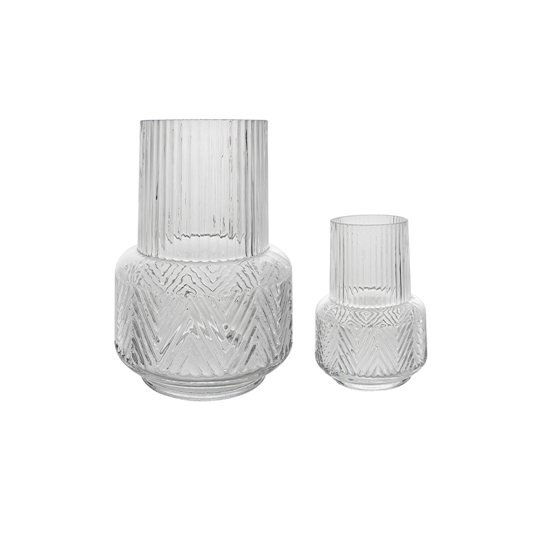 Segmented Relief Clear Glass Vase YD-CGV-138