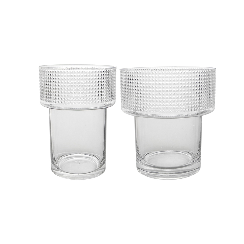 Square Dot Segmented Relief Glass Vase YD-CGV-113