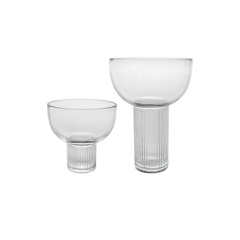 Bowl-shaped Striped Glass Vase YD-CGV-129