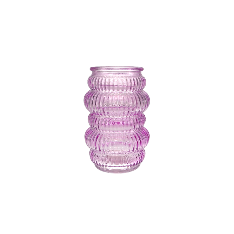 Spring Striped Spray-Colored Glass Candle Holder YD-SS-146
