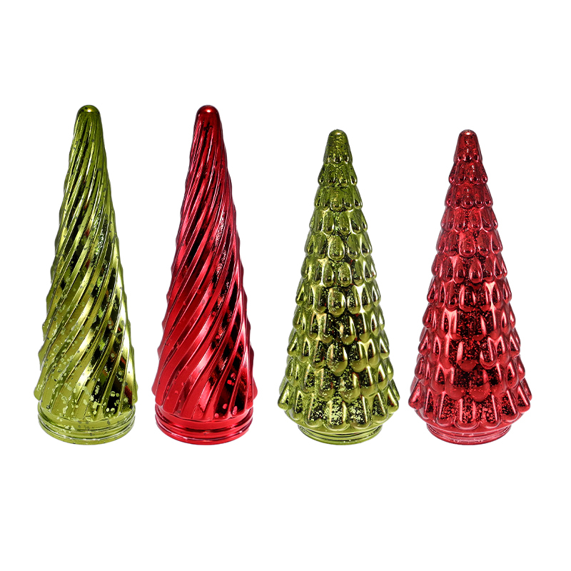 Electroplated Silver-dusted Conical Christmas Tree Decoration YD-CX-128