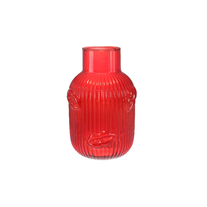 Valentine's Day Lip Relief Engraved Colored Glass Flower Vase YD-VL-078