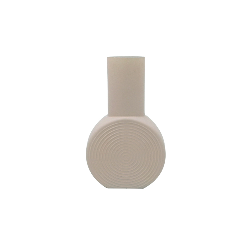Khaki Frosted Striped Glass Vase YD-ND-468