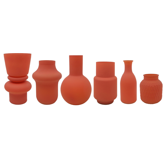 Red Frosted Glass Vase YD-ND-470