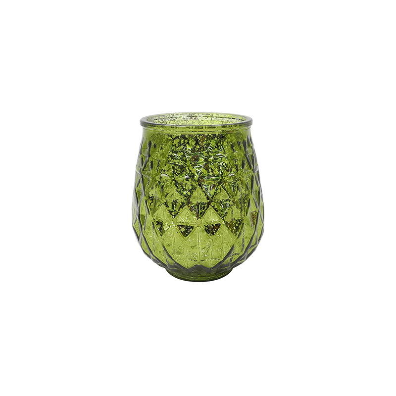 Electroplated Shattered Silver Glass Candle Holder YD-TDH-078