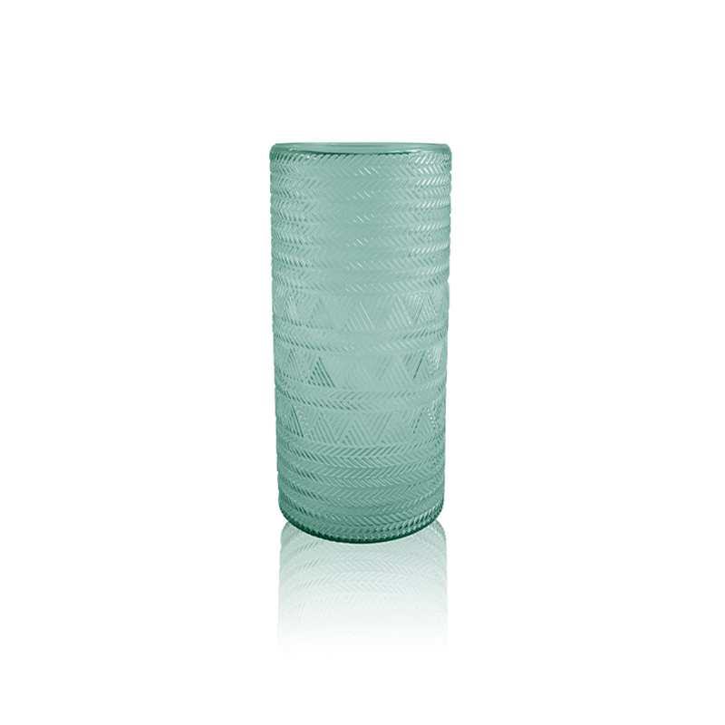 Embossed Marine Color Frosted Glass Vase YD-OBS-078