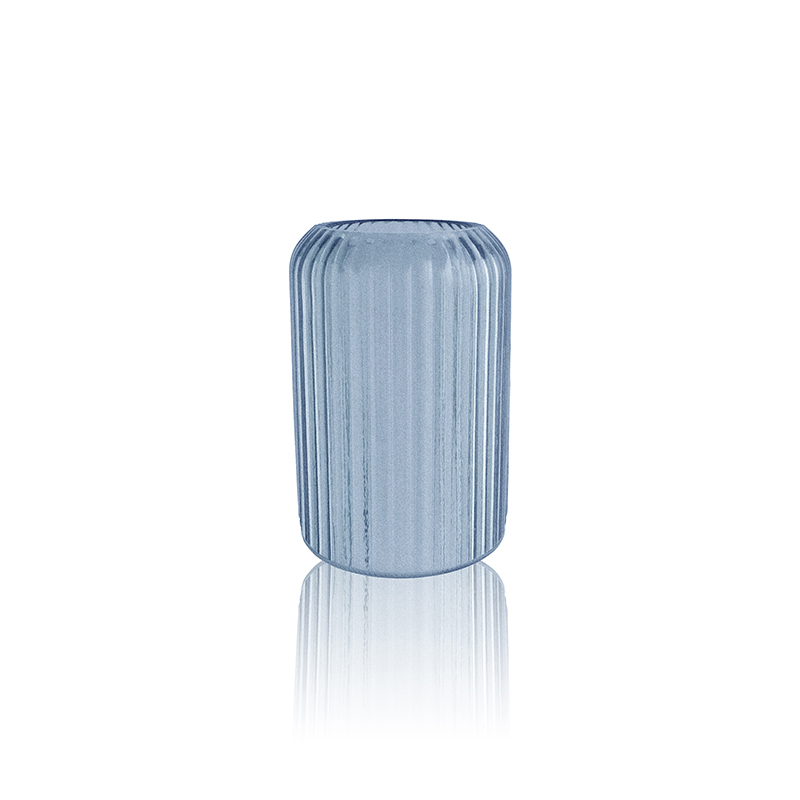 Cylinder Striped Frosted Glass Vase YD-OBS-087