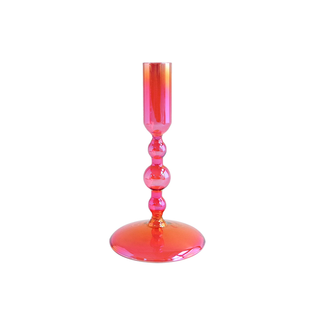 Red Multicolored Plated Glass Candle Holder YD-VL-059