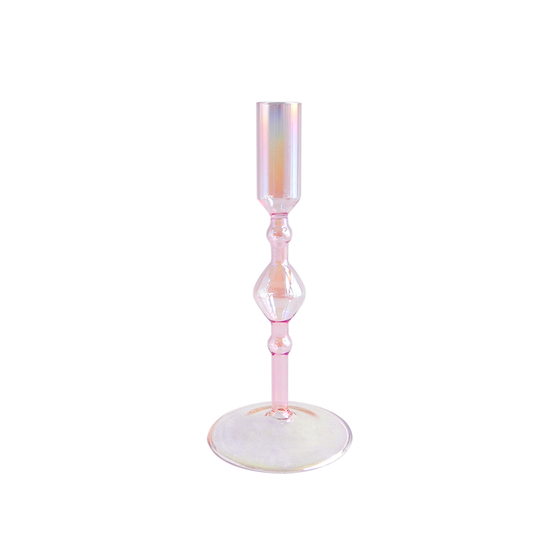 Pink Multicolored Plated Glass Candle Holder YD-VL-057