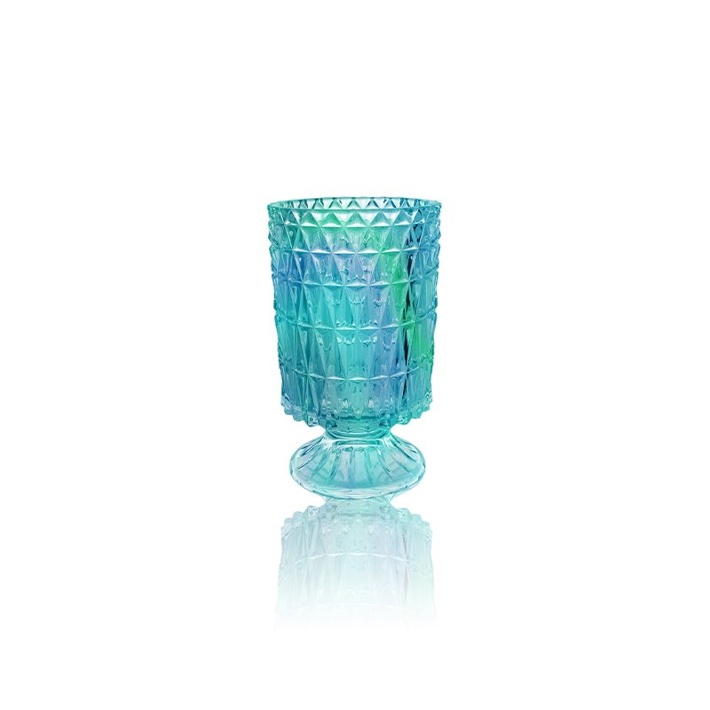 Multicolored Plated Glass Vase with Base YD-OBS-096