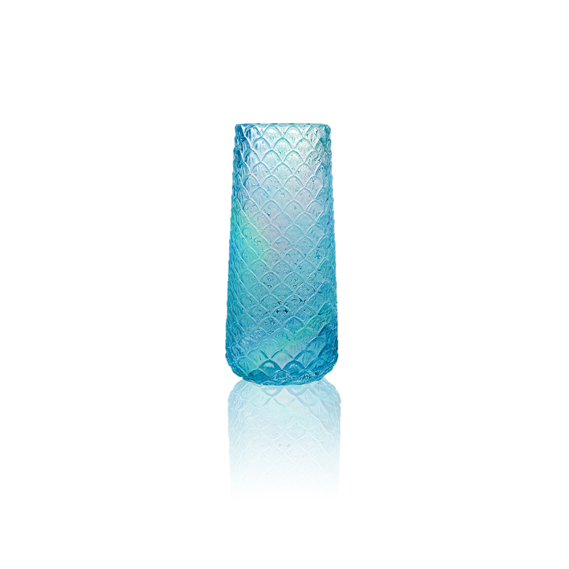 Fish Scale Multicolored Plated Glass Vase YD-OBS-100