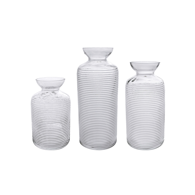 Clear Glass Vase With Horizontal Stripes YD-CGV-048