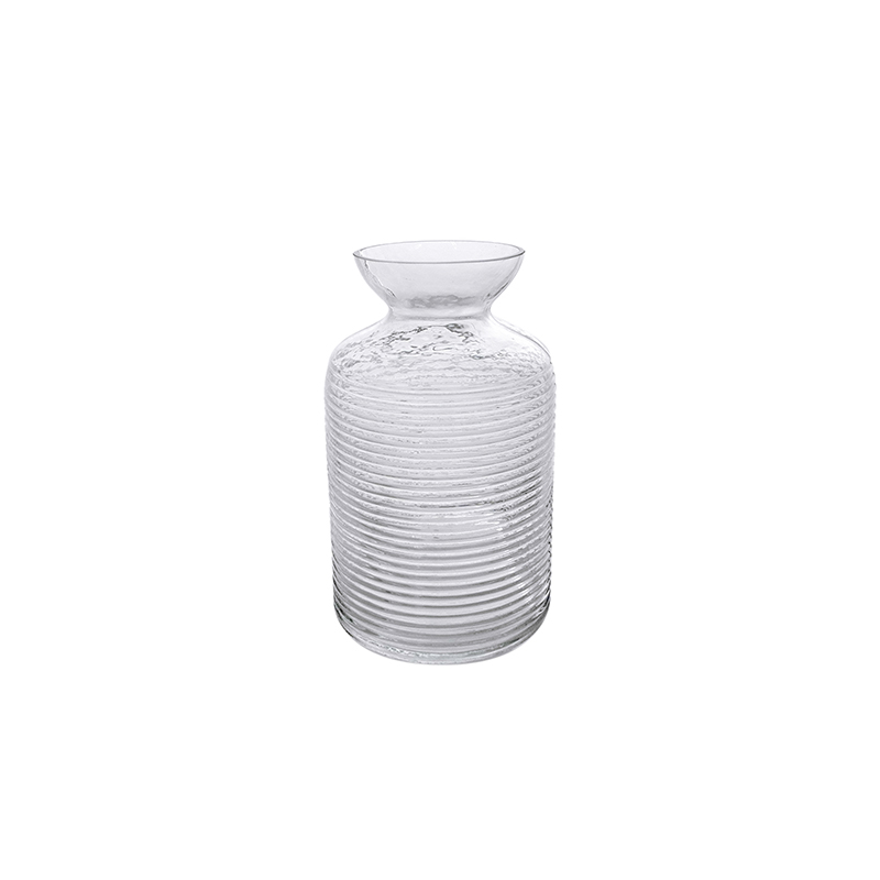 Clear Glass Vase With Horizontal Stripes YD-CGV-048