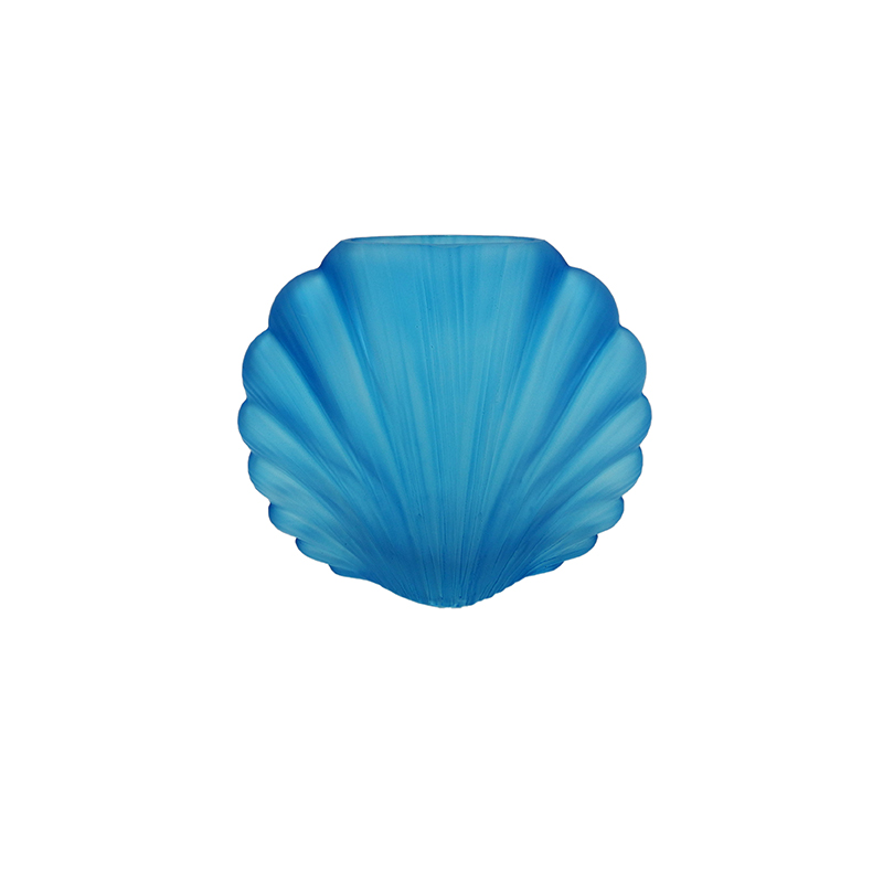 Blue Shell Frosted Cutout Vase YD-OBS-137
