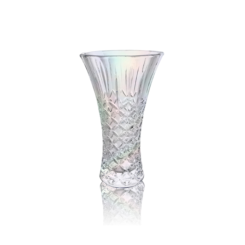 Relief Transparent Multicolored Plated Glass Vase YD-OBS-115