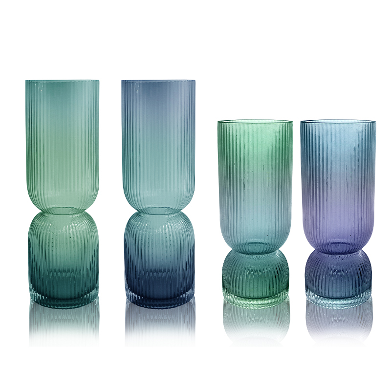 Striped Gradient Glass Vase YD-OBS-119