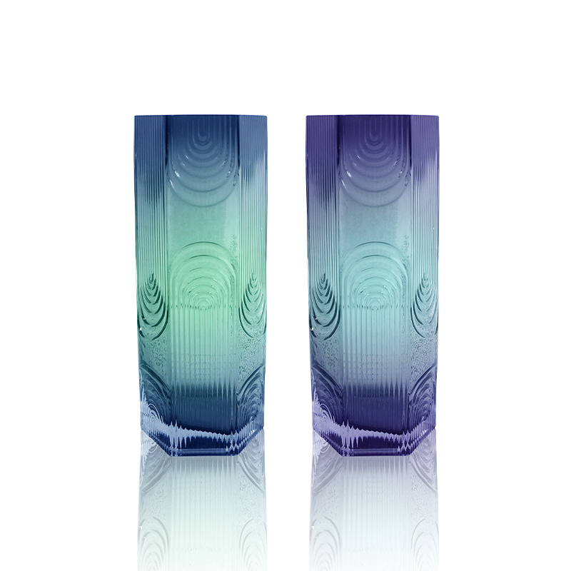 Striped Straight Gradient Glass Vase YD-OBS-120