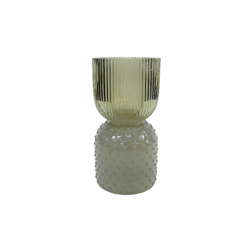 Wave Dot Segment Embossed Spray Colored Glass Vase YD-ND-438