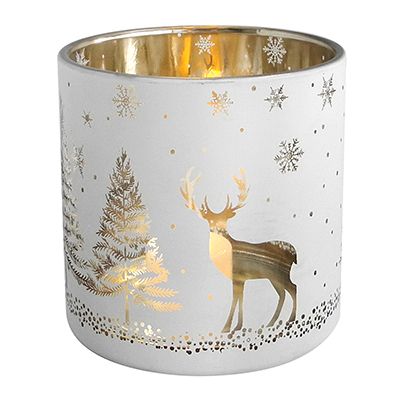 Yorklsun Glassware White Christmas Candle Holder & Wax Bottle YD-HDWC-035