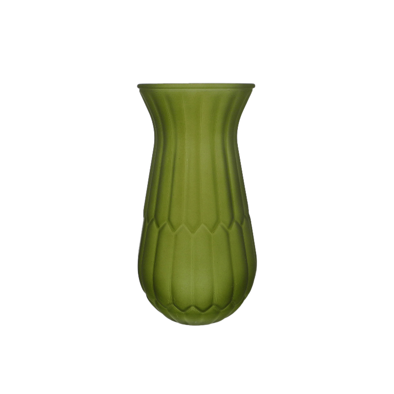 Sanded Glass Vase with Arrow-shaped Lines YD-TDH-168