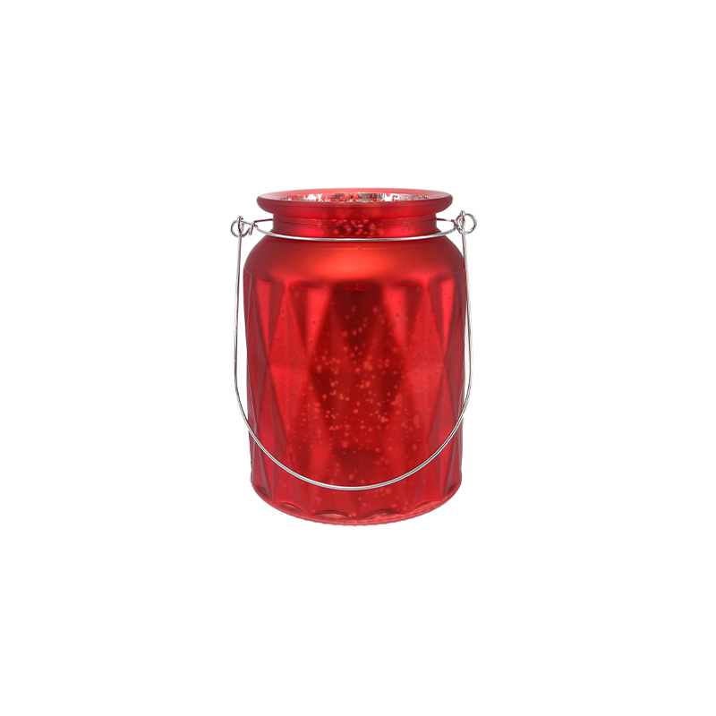 Diamond-patterned Electroplated Silver Candleholder with Handle YD-CX-166