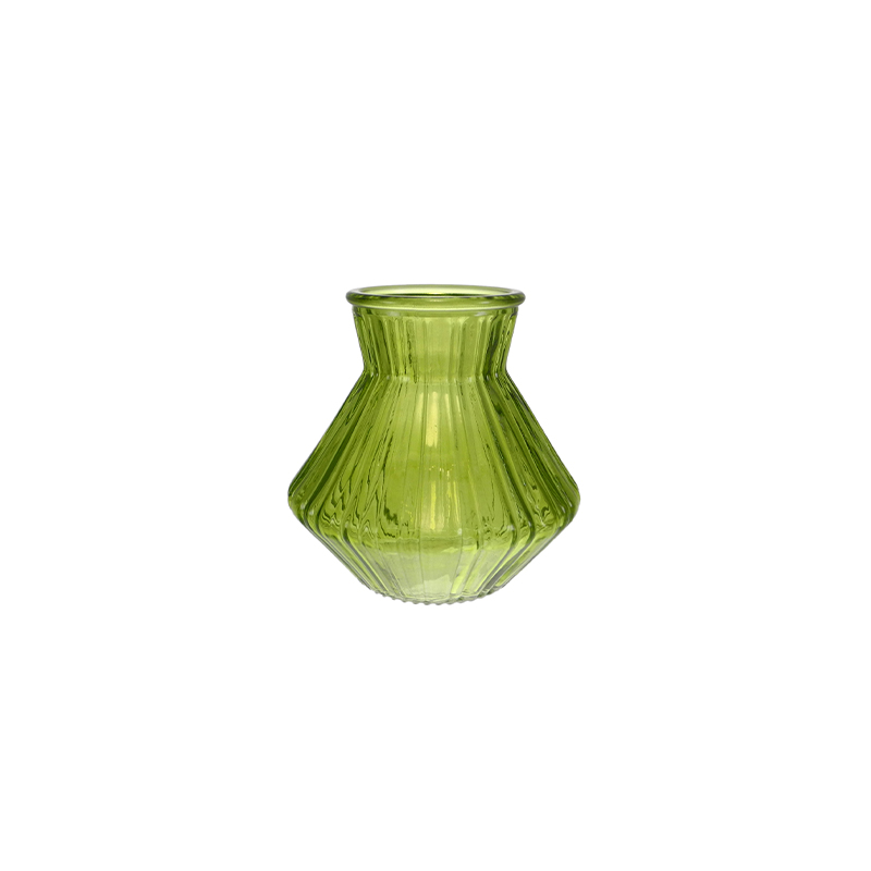 Striped Diamond-shaped Spray-painted Glass Vase YD-SS-154