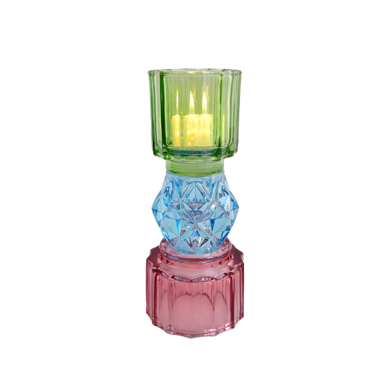 Striped Tricolor Double Candle Holder YD-HDWC-250