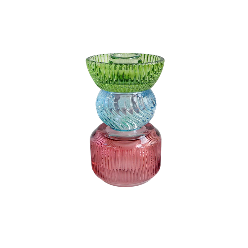Striped Patchwork Modern Double Candle Holder YD-HDWC-254