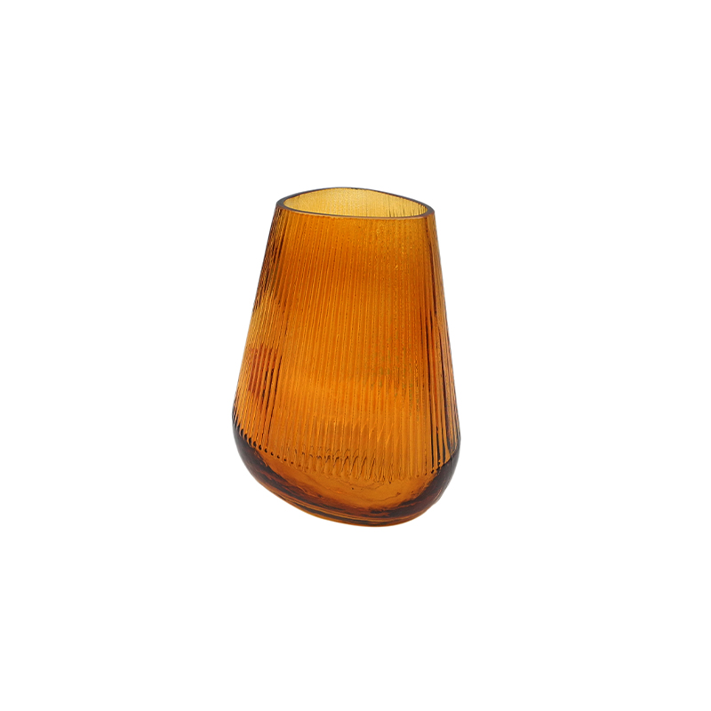 Brown Striped Glass Vase YD-TDH-093