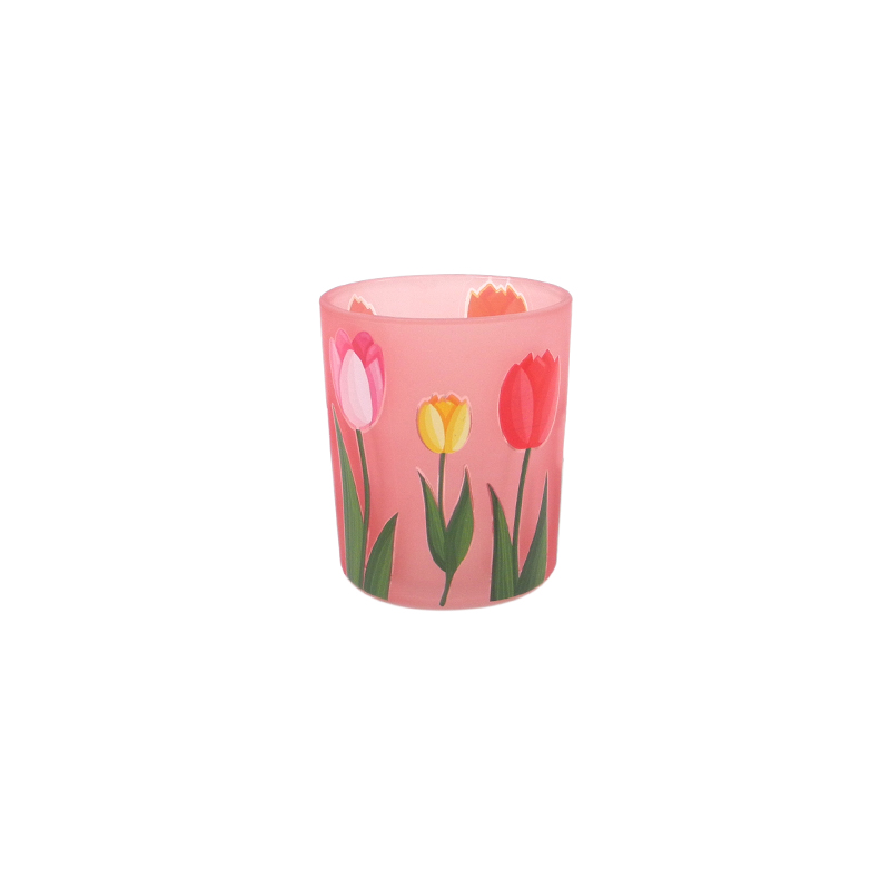 Frosted Powder Flower Candle Holder YD-SS-124