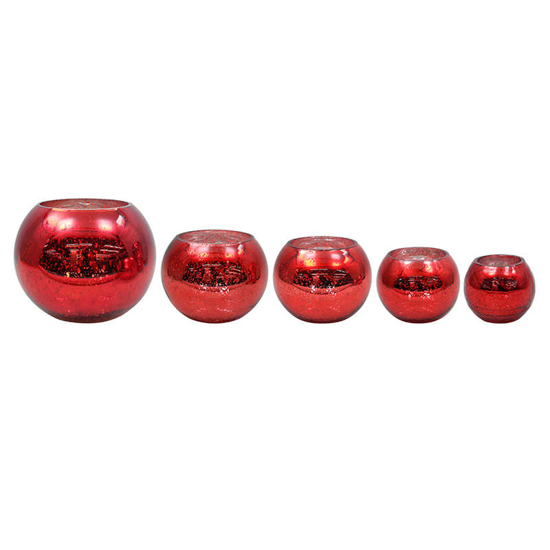 Electroplated Red Spherical Candle Holder YD-CX-106