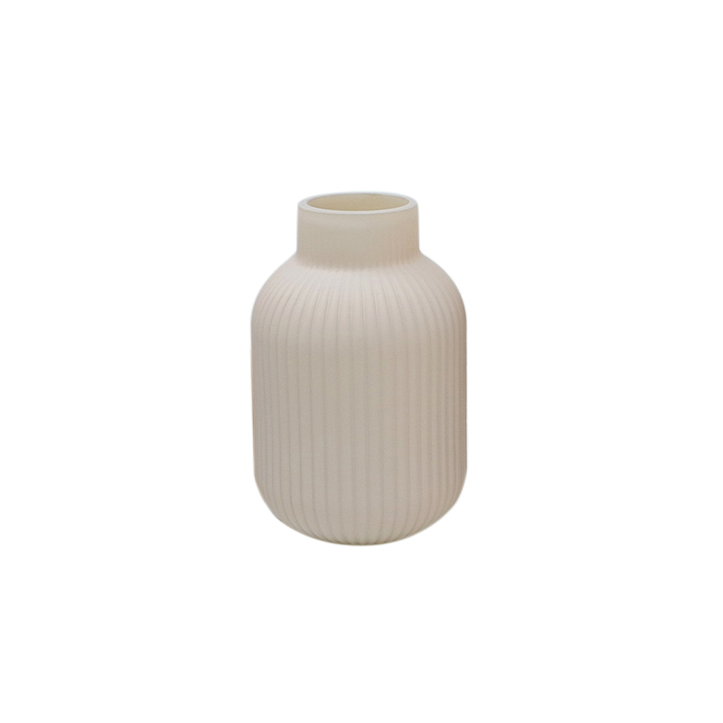 Khaki Frosted Striped Glass Vase YD-ND-468