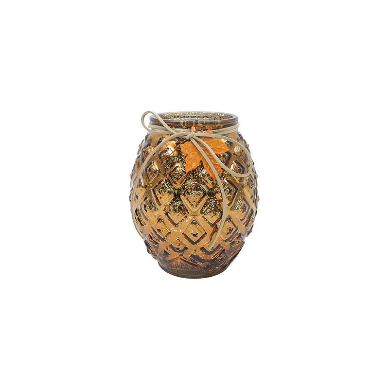 Electroplated Shattered Silver Glass Candle Holder YD-TDH-078