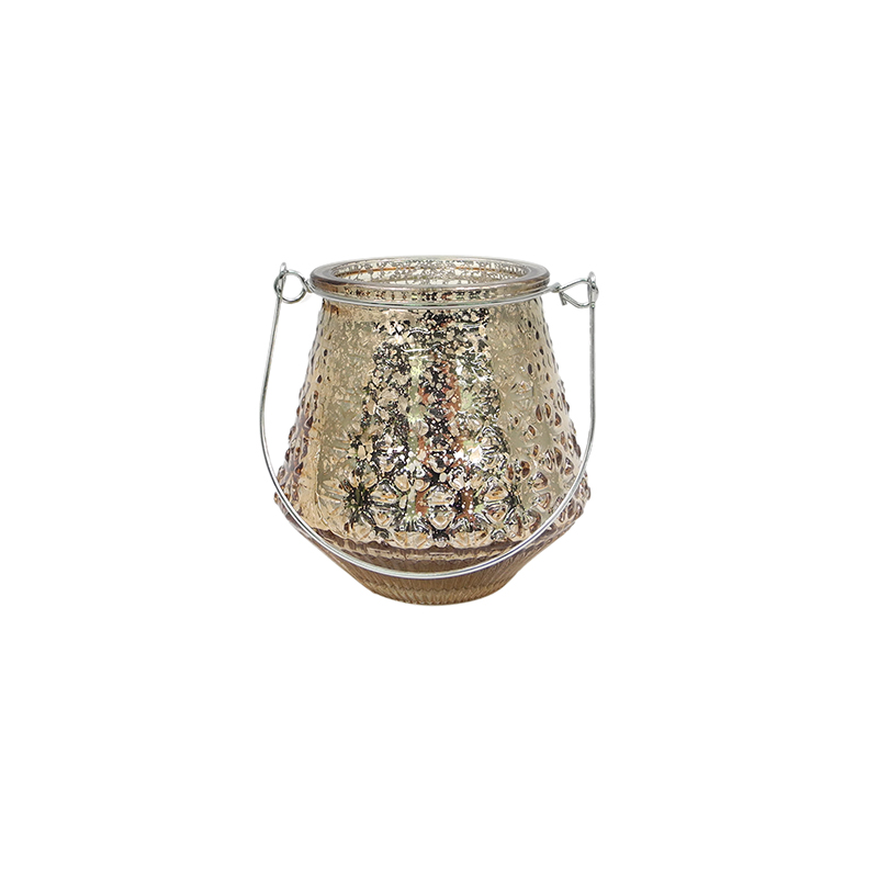 Electroplated Crushed Silver Handle Christmas Candle Holder YD-CX-109