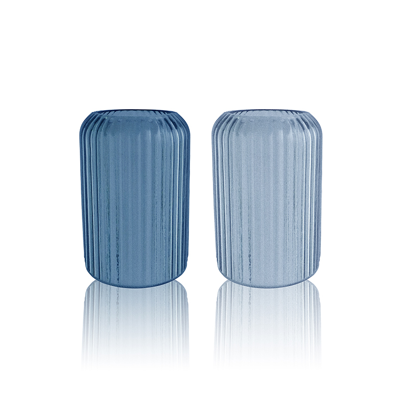 Cylinder Striped Frosted Glass Vase YD-OBS-087
