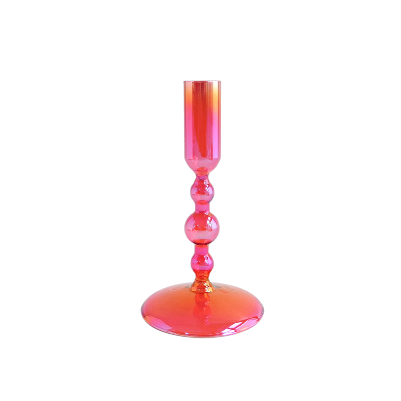 Red Multicolored Plated Glass Candle Holder YD-VL-059