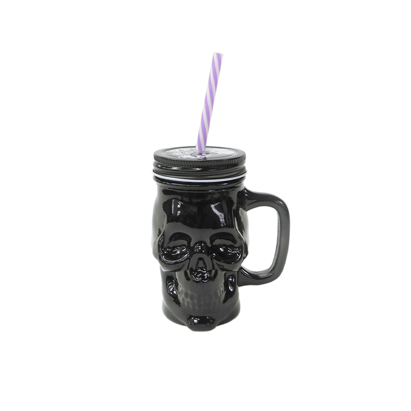 Skull Shaped Straw Cup with Handle YD-HAL-075