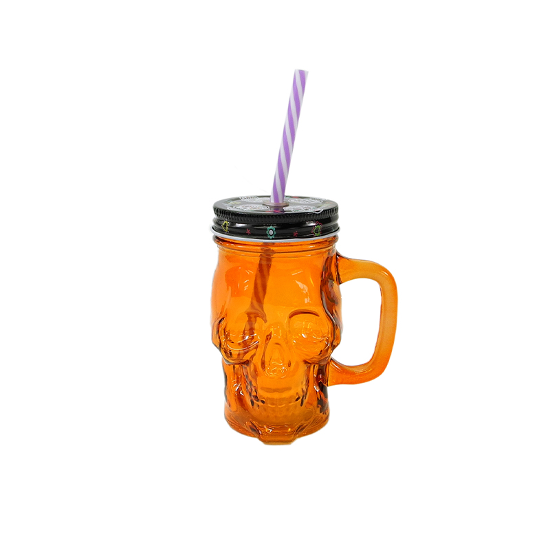 Skull Shaped Straw Cup with Handle YD-HAL-075