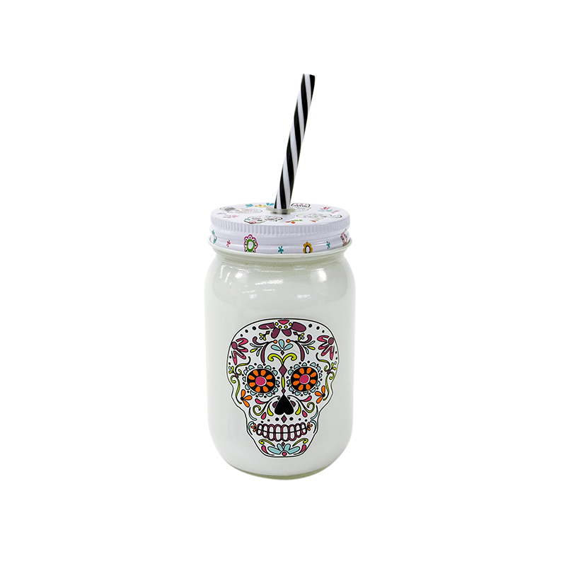 White Halloween Pattern Straw Cup YD-HAL-071