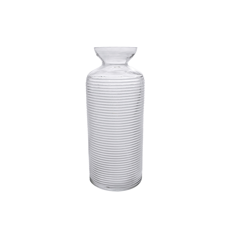 Clear Glass Vase With Horizontal Stripes YD-CGV-048