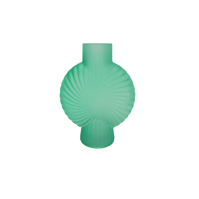 Green Threaded Frosted Glass Vase YD-OBS-139