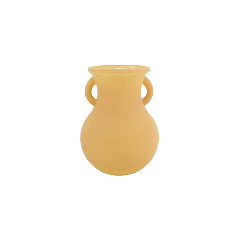 Glass Vase with Handle Sandblast YD-ND-447