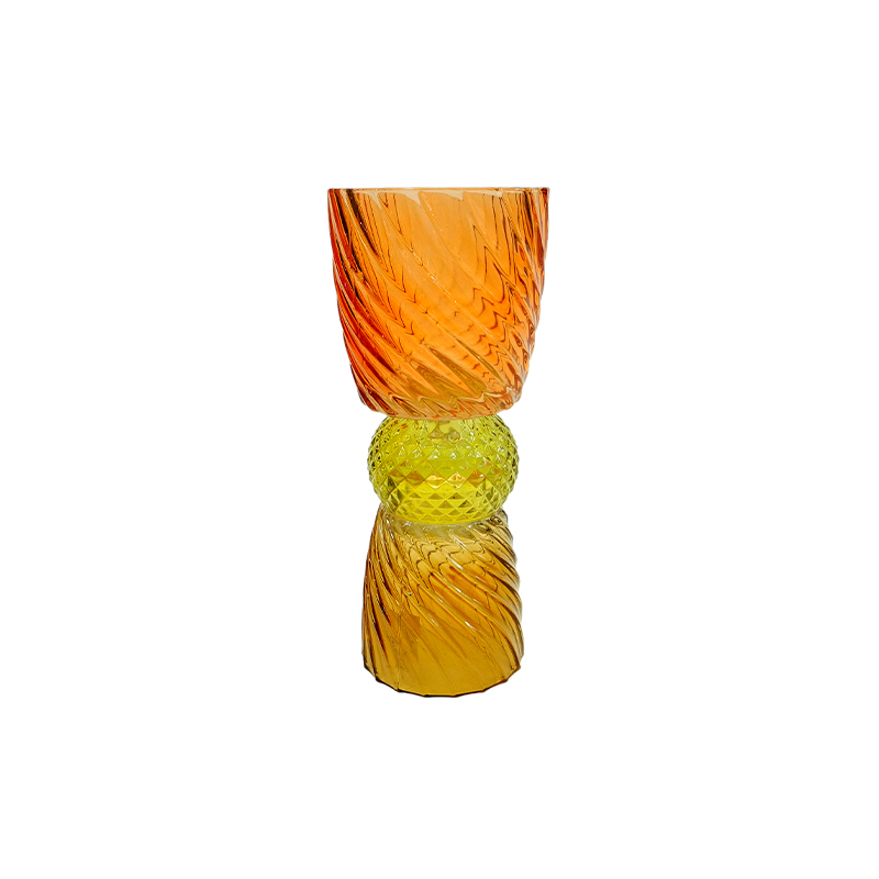 Segmented Relief Spray Painted Glass Candle Holder YD-ND-410