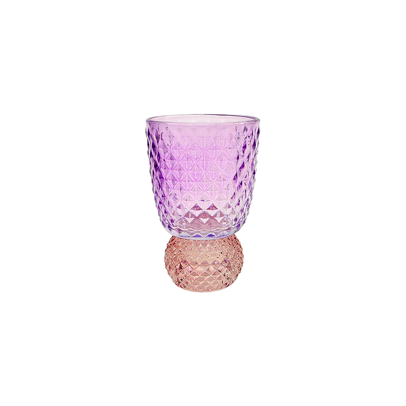 Segmented Relief Spray Painted Glass Candle Holder YD-ND-410