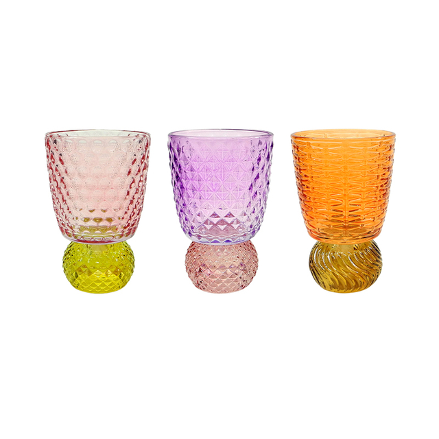 Segmented Relief Spray Painted Glass Candle Holder YD-ND-410